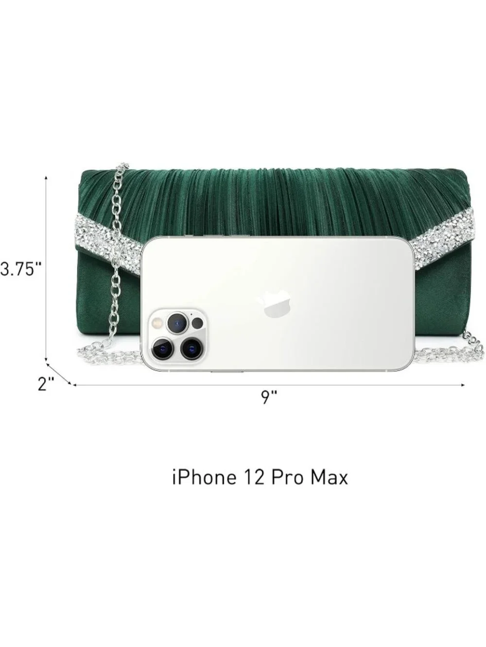 Women's Green Rhinestone Evening Clutch Purse Formal Hand Bag Prom Party Bag